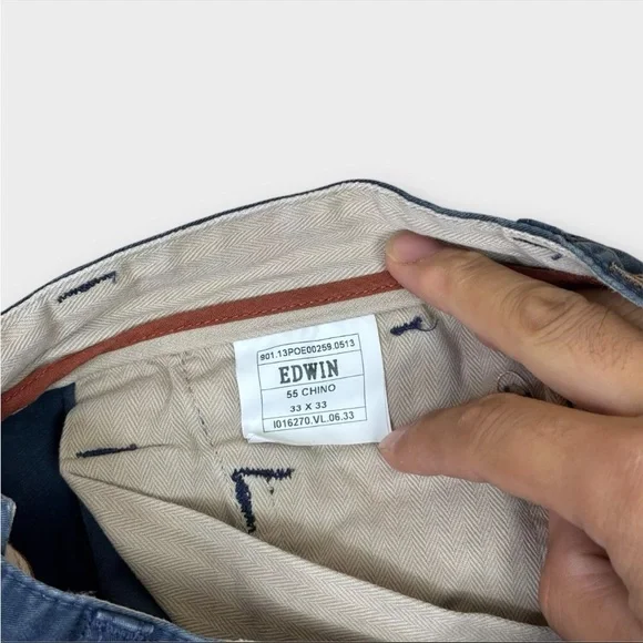 Edwin 55 Chino French Twill Pants 10 Oz Ultra Marine Mens W32 L33 Navy Blue - Picture 10 of 16